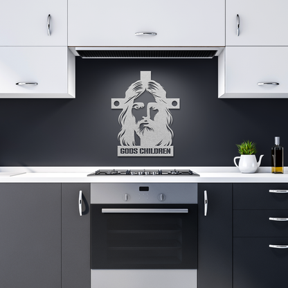 Christianity_Metal_Sign_Gods_Children_Silver_Dark_Kitchen_Mockup.png