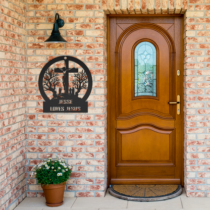 Christianity_Metal_Sign_Loves_Jesus_Black_Brick_Entrance_Mockup.png