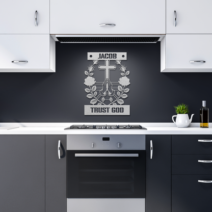 Christianity_Metal_Sign_Trust_God_Silver_Dark_Kitchen_Mockup.png