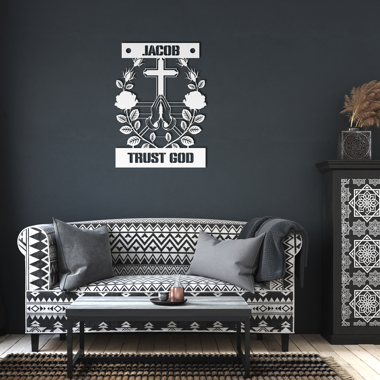 Christianity_Metal_Sign_Trust_God_White_Dark_Living_Room_Mockup.png