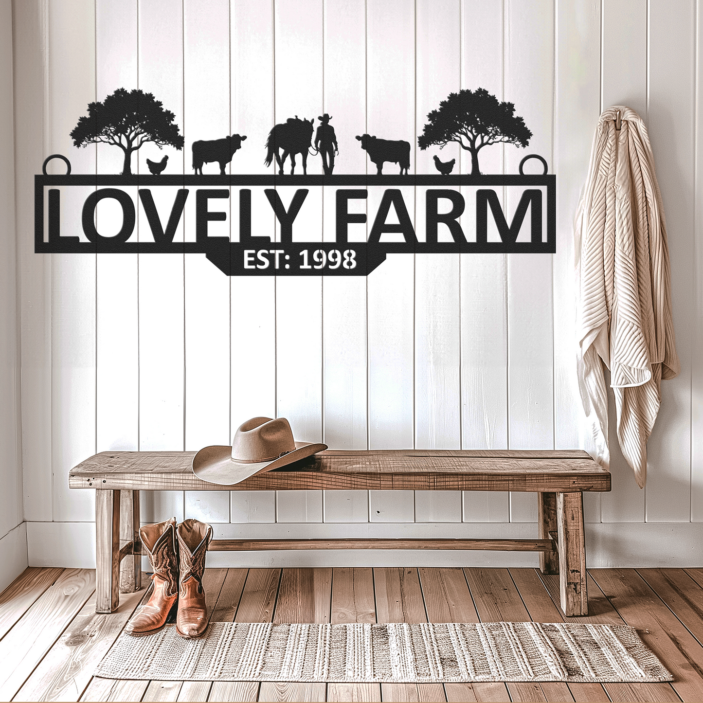 Farming Metal Sign (Rectangle Cow Girl)