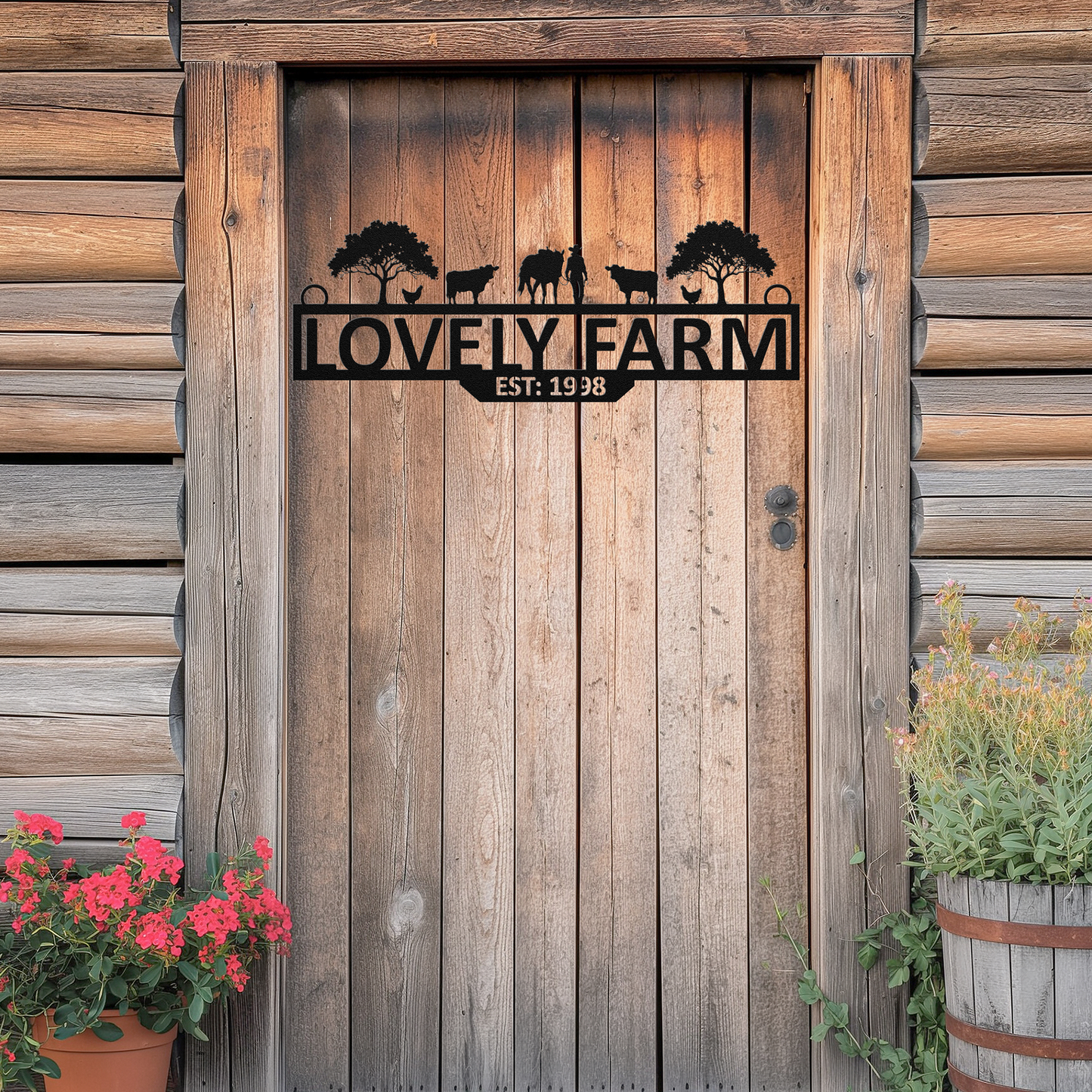 Farming Metal Sign (Rectangle Cow Girl)