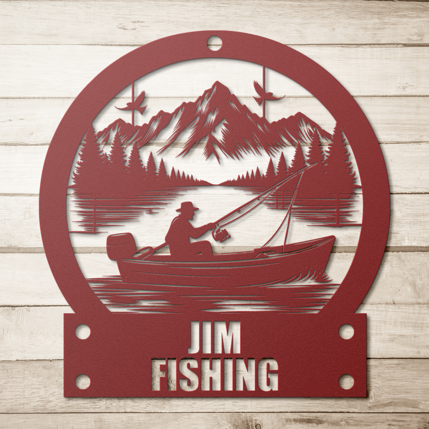 Custom_Fishing_Metal_Sign_Outdoor_Fishi_Red_Simple_Wood_BKGD_Mockup.png