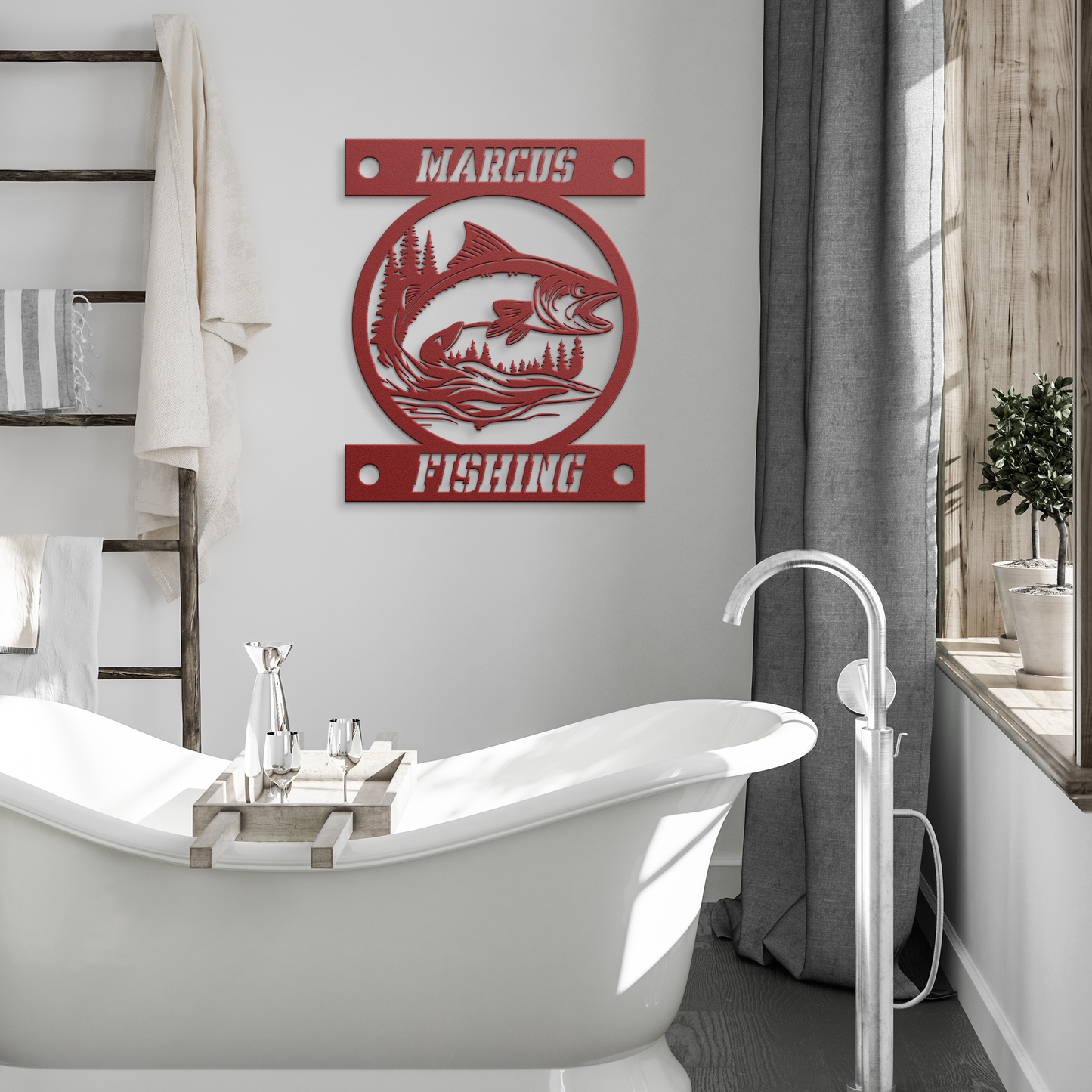 Custom_Fishing_Metal_Sign_Trout_Circle_Red_Modern_Bathroom_Mockup.png