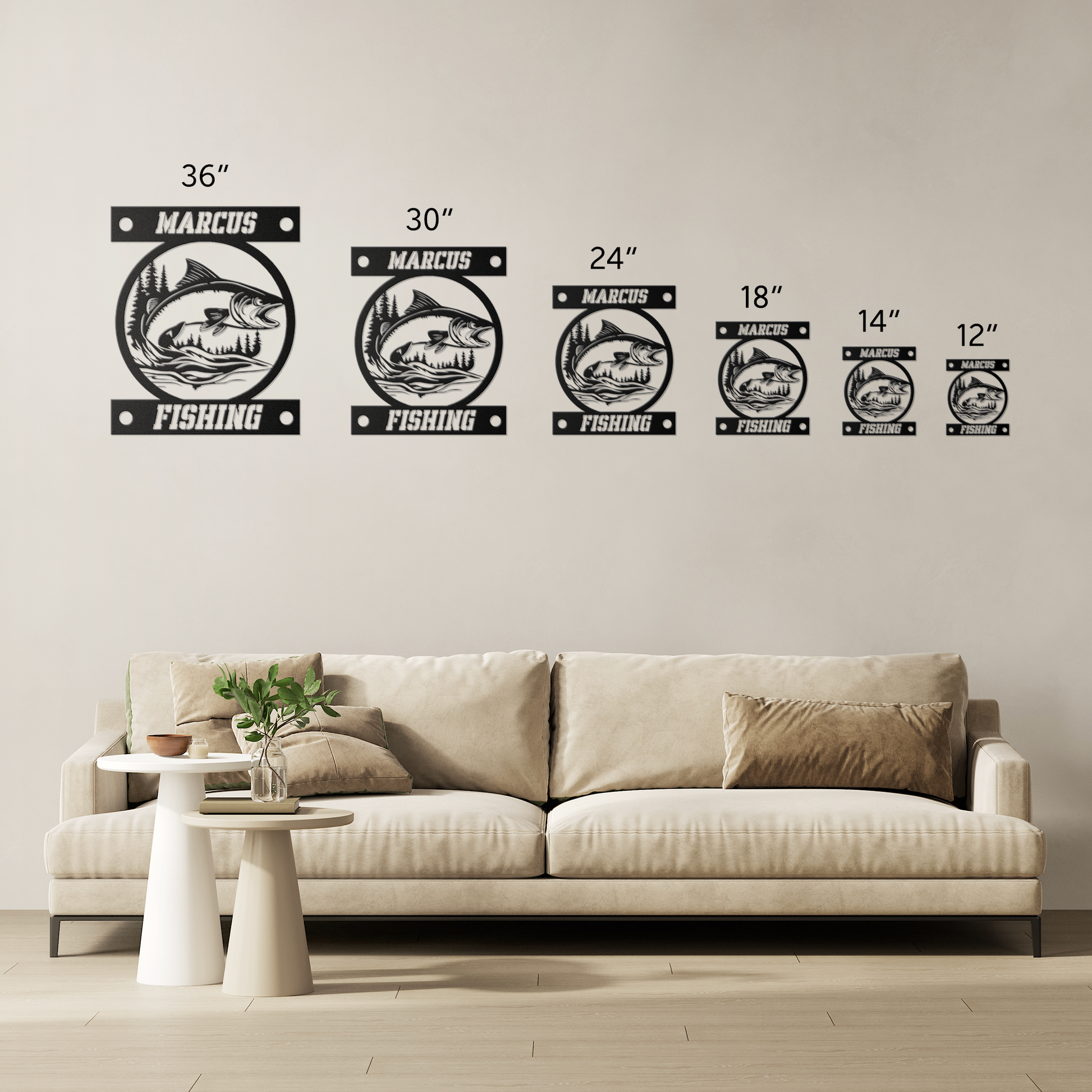 Custom_Fishing_Metal_Sign_Trout_Circle_Size_Options_Mockup.png