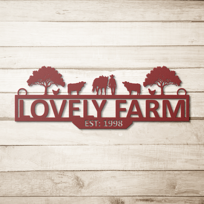 Farming_Metal_Sign_Rectangle_Cow_Girl_Red_Simple_Wood_BKGD_Mockup.png