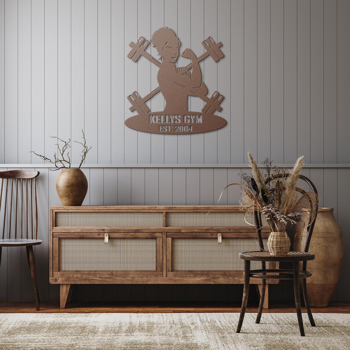 Gym_Metal_Sign_Girl_Power_Copper_Rustic_Hallway_Mockup.png