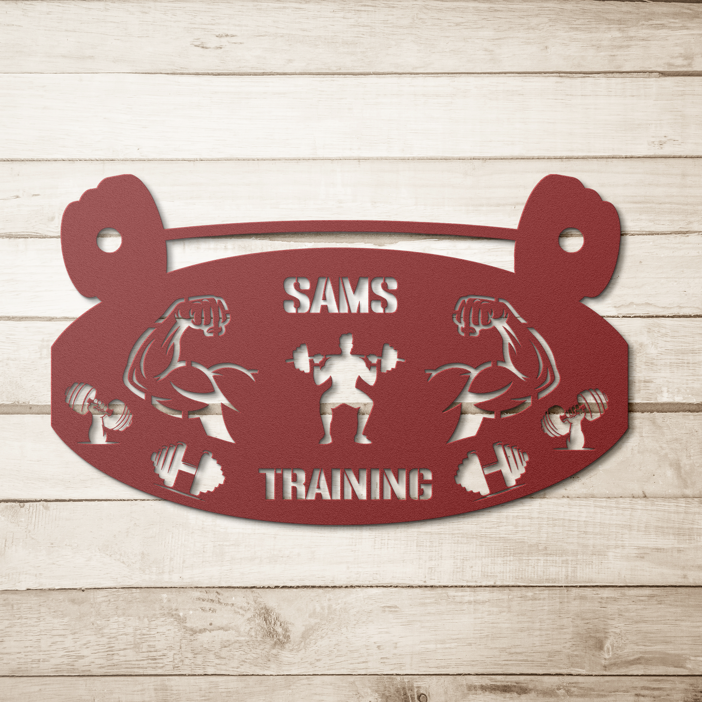 Gym_Metal_Sign_Training_Oval_Red_Simple_Wood_BKGD_Mockup.png