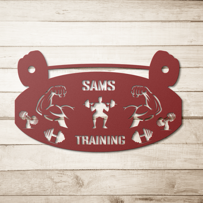 Gym_Metal_Sign_Training_Oval_Red_Simple_Wood_BKGD_Mockup.png