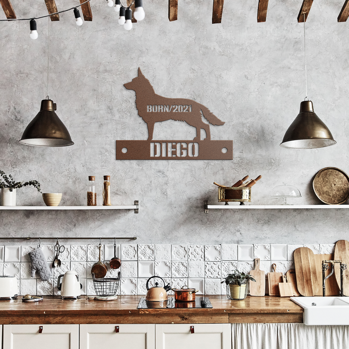 Personalized_German_Shepherd_Metal_Sign_Copper_Rustic_Kitchen_Mockup.png