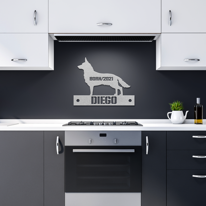 Personalized_German_Shepherd_Metal_Sign_Silver_Dark_Kitchen_Mockup.png