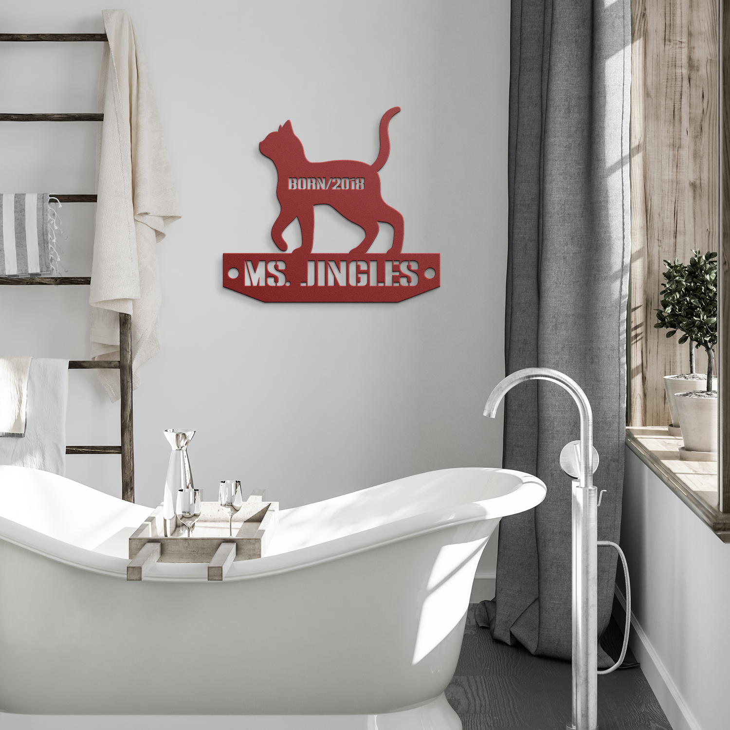 Pet_Metal_Sign_Cat_Walk_Red_Modern_Bathroom_Mockup.png