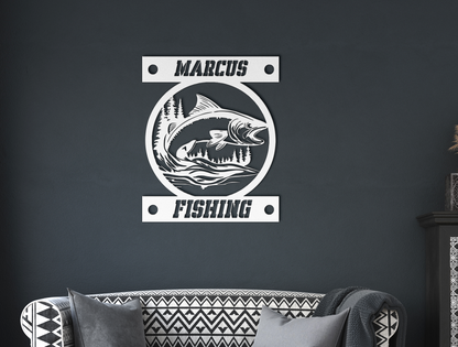 Custom Fishing Metal Sign (Trout Circle)
